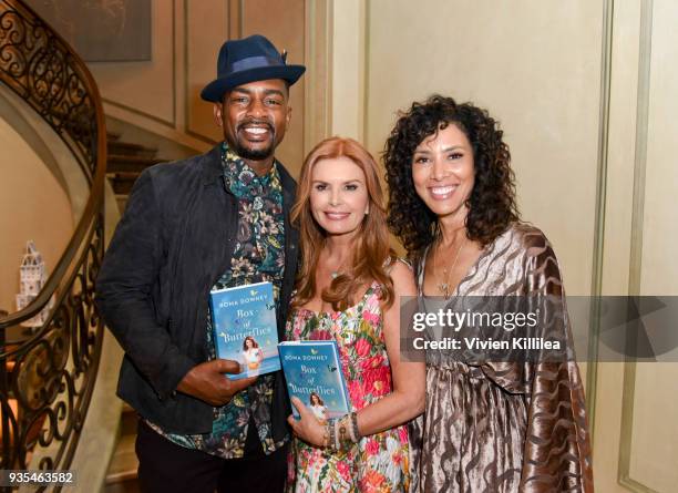 Bill Bellamy, Roma Downey and Kristen Bellamy attend the "Box of Butterflies" Book Party on March 20, 2018 in Beverly Hills, California.