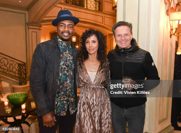 Bill Bellamy, Kristen Bellamy and Mark Burnett attend the "Box of Butterflies" Book Party on March 20, 2018 in Beverly Hills, California.