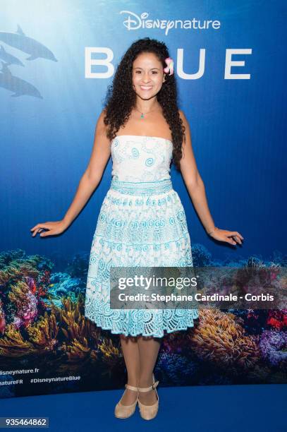 Cerise Calixte attends 'Blue' Paris Premiere at Mk2 Bibliotheque on March 20, 2018 in Paris, France.