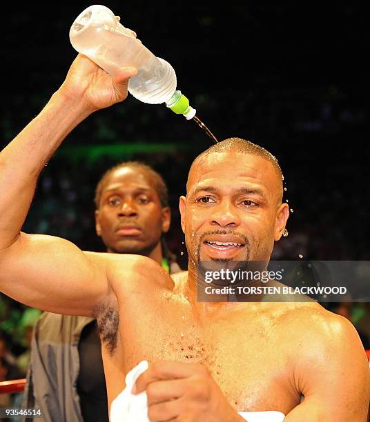 Four-division world champion Roy Jones Jnr of the US cools down as Australian titleholder Danny Green is declared winner of their IBO cruiserweight...