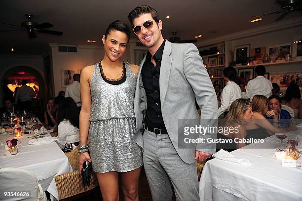 Paula Patton and Robin Thicke attend a private dinner for Roger Vivier at Casa Tua on December 1, 2009 in Miami Beach, Florida.