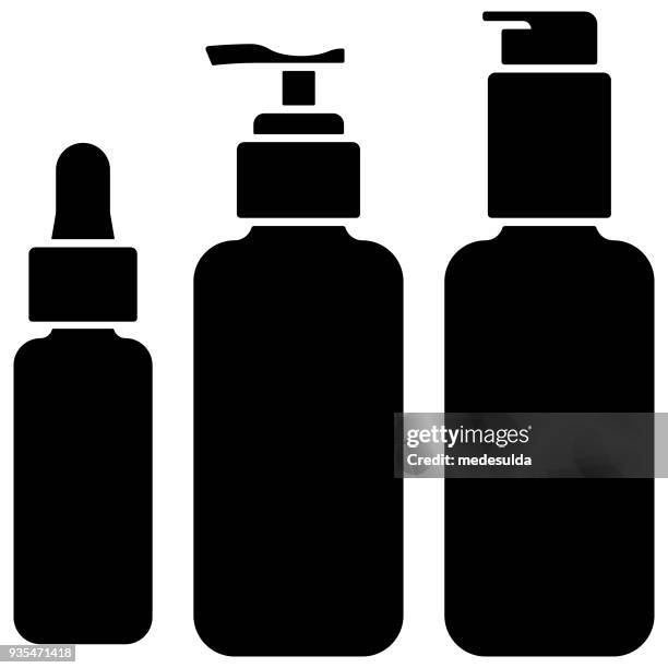 make-up bottle glass cosmetic icon pump cream clean beauty skin care - sunscreen dispenser stock illustrations