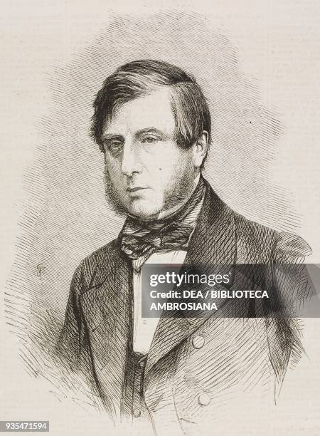 Portrait of William Cavendish, 7th Duke of Devonshire , illustration from the magazine The Illustrated London News, volume XL, January 18, 1862.