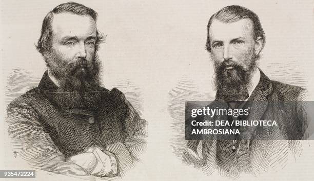 Portraits of Robert O'Hara Burke and William John Wills , Burke and Wills Australian Exploring Expedition, 1860-1861, Australia, illustration from...
