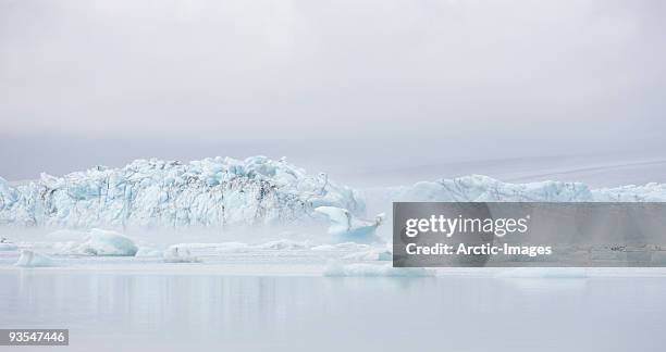 fog and icebergs - breidamerkurjokull glacier stock pictures, royalty-free photos & images