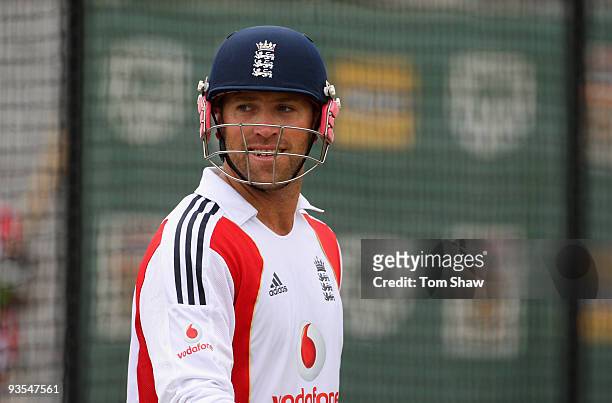 Matt Prior of England looks on during the England nets session at Kinsmead Stadium on December 2, 2009 in Durban, South Africa.