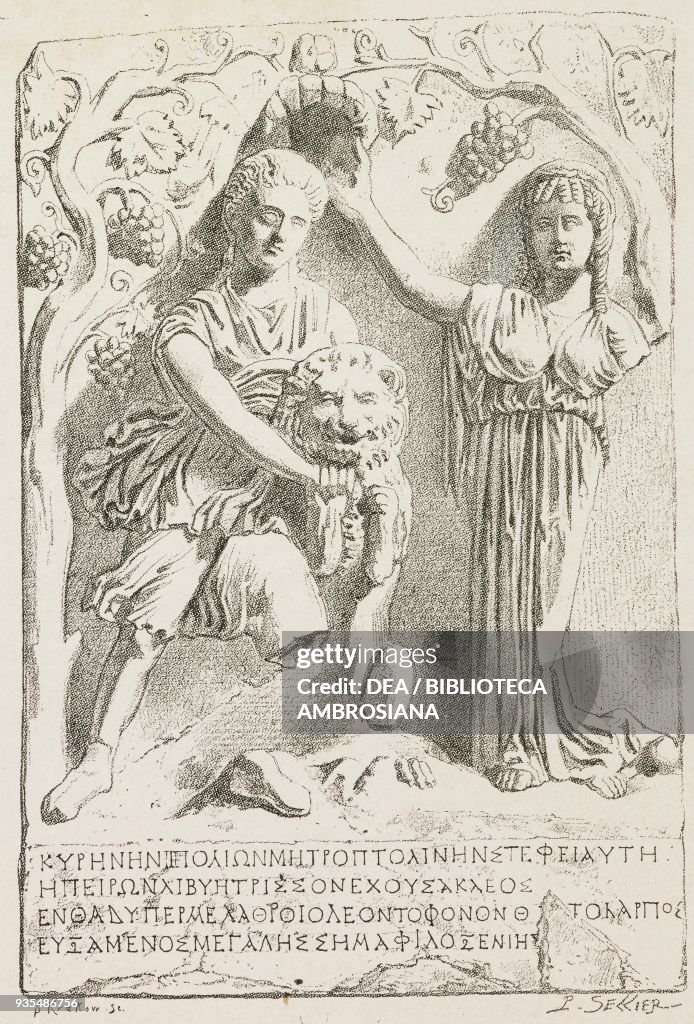 The nymph Cyrene, with a lion, crowned by Libya
