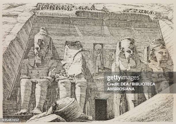 The temple of Ramses II, Abu Simbel, Egypt, illustration from Histoire des grecs, volume 1, Formation du peuple grec by Victor Duruy .