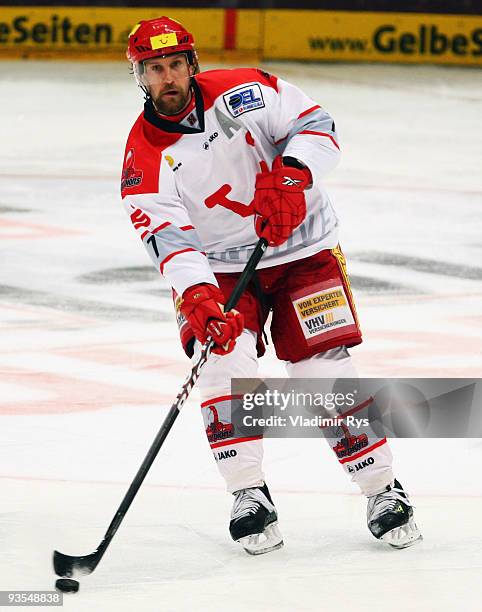 Sascha Goc of Scorpions in action during the Deutsche Eishockey Liga game between Koelner Haie and Hannover Scorpions at Lanxess Arena on December 1,...