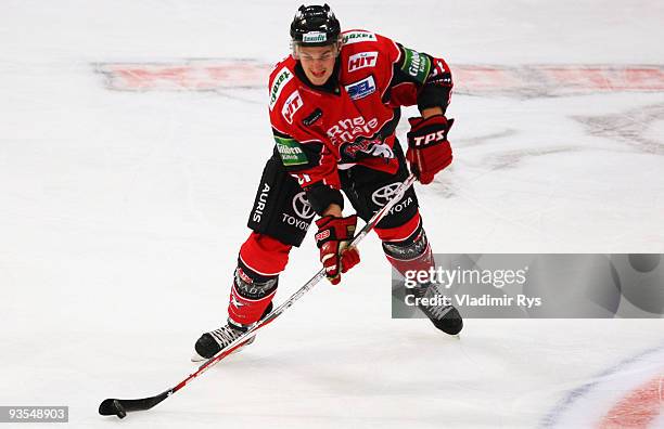 Torsten Ankert of Haie in action during the Deutsche Eishockey Liga game between Koelner Haie and Hannover Scorpions at Lanxess Arena on December 1,...