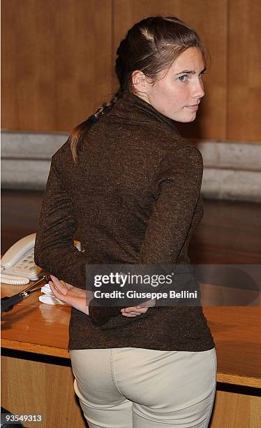 Amanda Knox attends the Meredith Kercher Trial for the closing arguments. Amanda Knox and her former Italian boyfriend Raffaele Sollecito are charged...