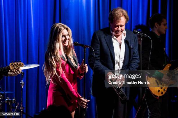 Jesse Money and Eddie Money perform during An Evening With Eddie Money at The GRAMMY Museum on March 20, 2018 in Los Angeles, California.