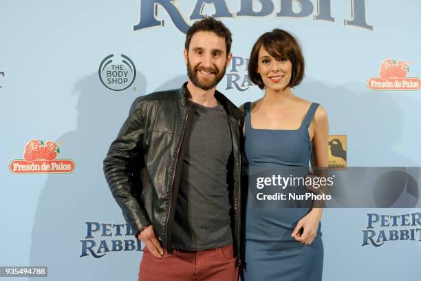 Actor Dani Rovira and actress Belen Cuesta attend the 'Peter Rabbit' premiere at Capitol cinema on March 20, 2018 in Madrid, Spain