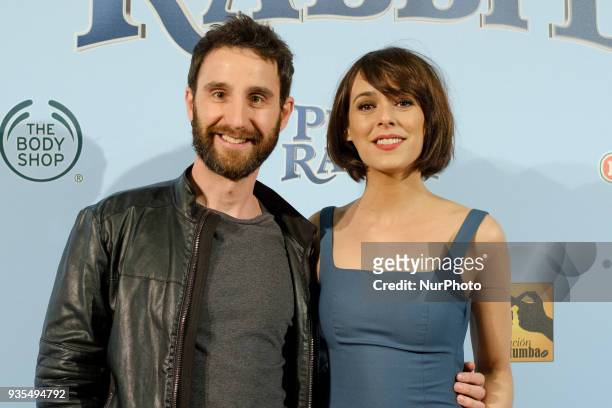 Actor Dani Rovira and actress Belen Cuesta attend the 'Peter Rabbit' premiere at Capitol cinema on March 20, 2018 in Madrid, Spain