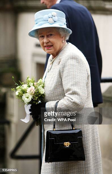 Queen Elizabeth II arrives at the Ashmolean Museum to officially re-open it following a multi-million pound redevelopment on December 2, 2009 in...