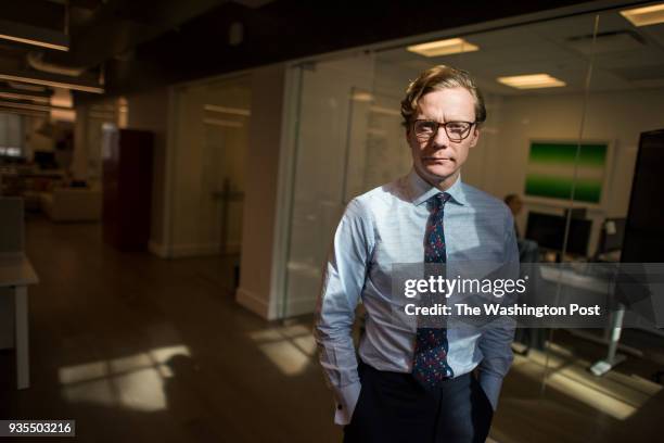 New York, NY, Monday, October 24, 2016: Cambridge Analyticas CEO, Alexander Nix, at the company's office on 5th Avenue in the old Charles Cribner's...