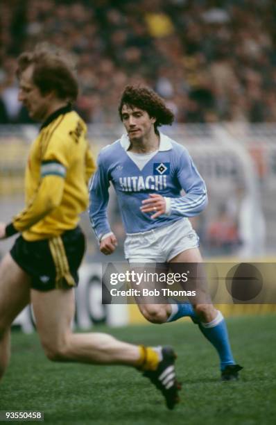 English footballer Kevin Keegan in action for Hamburger SV, circa 1978.