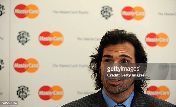 Victor Matfield, Captain of the Barbarians speaks to the media during the Barbarians Team Announcement at the MasterCard offices on December 2, 2009...