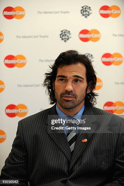 Victor Matfield, Captain of the Barbarians speaks to the media during the Barbarians Team Announcement at the MasterCard offices on December 2, 2009...