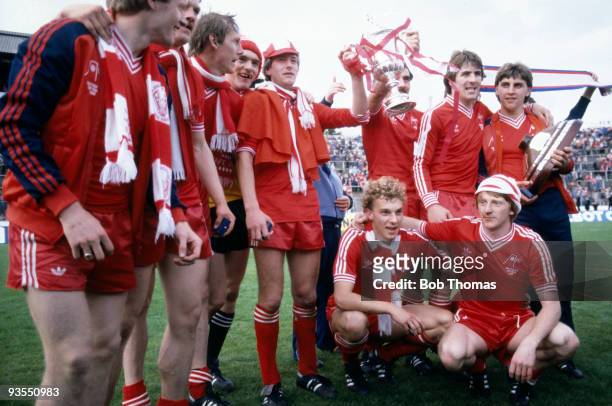 The victorious Aberdeen team with the Cup after their win over Glasgow Rangers in the Scottish FA Cup Final held at Hampden Park, Glasgow on 22nd May...
