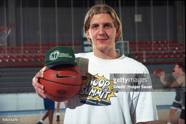 Dirk Nowitzki poses during a photo shooting on November 27, 1998 in Bonn, Germany