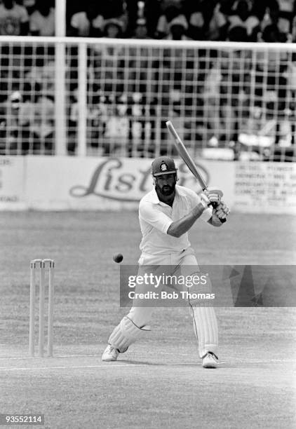 Graham Gooch of England batting on the fifth day of the 4th West Indies v England Test Match played at St John's, Antigua on the 1st April 1981. The...