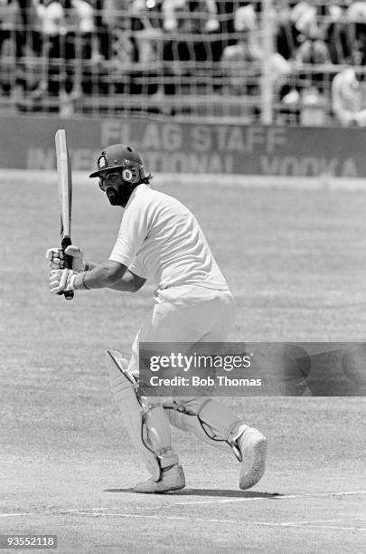 Graham Gooch of England batting on the fifth day of the 4th West Indies v England Test Match played at St John's, Antigua on the 1st April 1981. The...