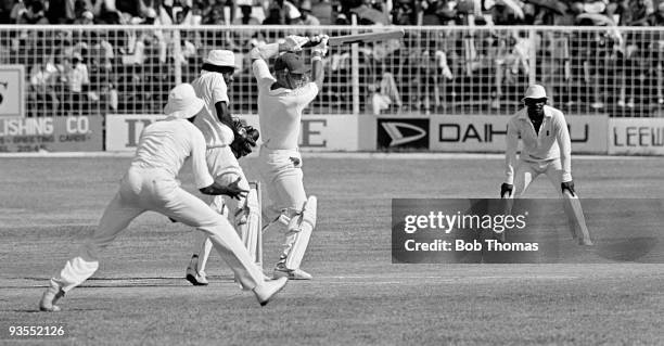 Geoff Boycott of England reacheshis century on the fifth day of the 4th West Indies v England Test Match played at St John's, Antigua on the 1st...