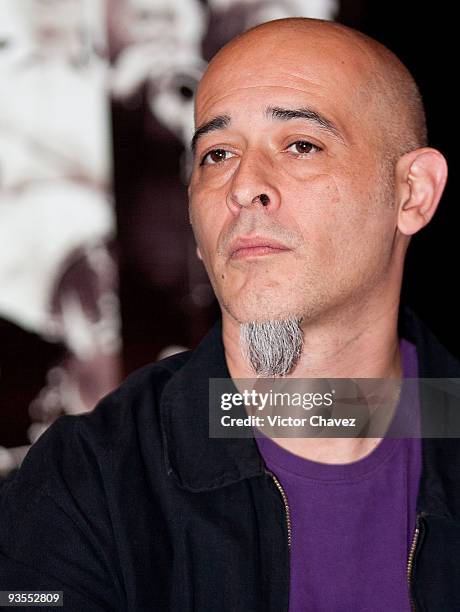 Daniel Lozano of Los Fabulosos Cadillacs attends the launch of their new album "El Arte De La Elegancia" at Hotel Presidente Intercontinental on...