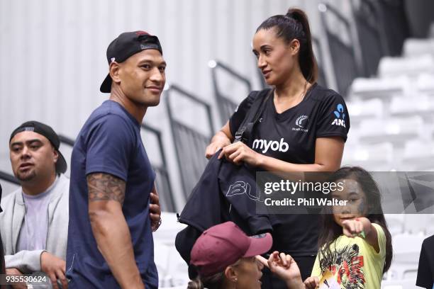 Maria and Israel Folau following the Taini Jamison Trophy match between the New Zealand Silver Ferns and the Malawai Queens at North Shore Events...