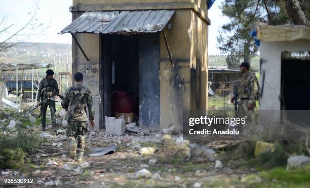 Free Syrian Army members continue search opeartions as they uncovered ammunition depot after Turkish Armed Forces and Free Syrian Army took complete...