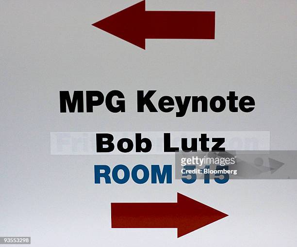 Piece of tape with the name of Bob Lutz, vice chairman of General Motors Co., is seen over the name of former GM Chief Executive Officer Fritz...