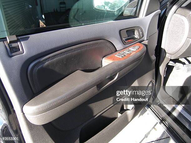 In this handout photo provided by The Florida Highway Patrol, the interior of the vehicle driven by Tiger Woods during his accident is seen on...