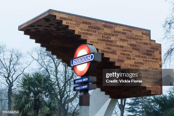 The Stairway to Heaven memorial is seen next to Bethanal Green Tube station entrance in London, England, on March 3rd, 2018 marking the 75th...