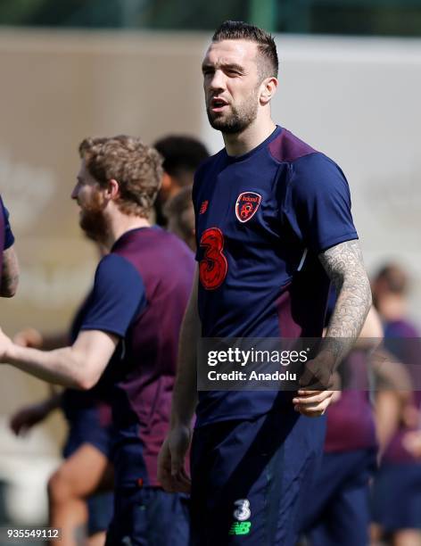 Shane Duffy of Ireland national football team attends a training session ahead of Friendly Football match between Turkey and Ireland at Belek Tourism...