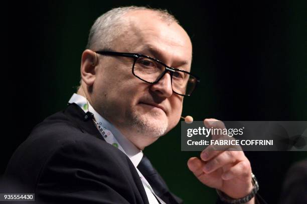 Russian anti-doping agency director general Yury Ganus takes part in a debate at the 2018 edition of its WADA Annual Symposium on March 21, 2018 in...