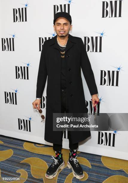 Rapper Sensato del Patio attends the 25th annual BMI Latin Awards at the Beverly Wilshire Four Seasons Hotel on March 20, 2018 in Beverly Hills,...