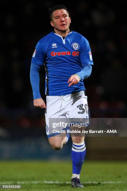 Billy Knott of Rochdale during the Sky Bet League One match between Rochdale and Fleetwood Town at Spotland Stadium on March 20, 2018 in Rochdale,...