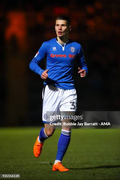 Mihal Dobre of Rochdale during the Sky Bet League One match between Rochdale and Fleetwood Town at Spotland Stadium on March 20, 2018 in Rochdale,...