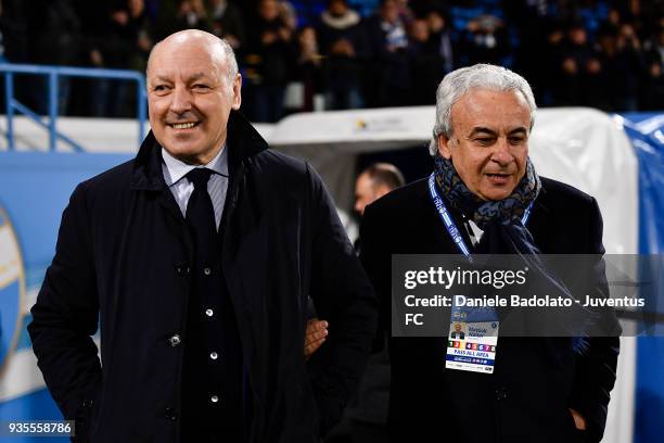 Giuseppe Marotta of Juventus and Walter Mattioli of Spal during the serie A match between Spal and Juventus at Stadio Paolo Mazza on March 17, 2018...