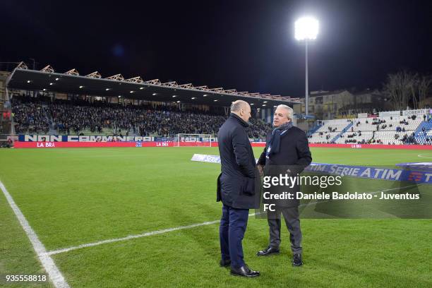 Giuseppe Marotta and Walter Mattioli during the serie A match between Spal and Juventus at Stadio Paolo Mazza on March 17, 2018 in Ferrara, Italy.