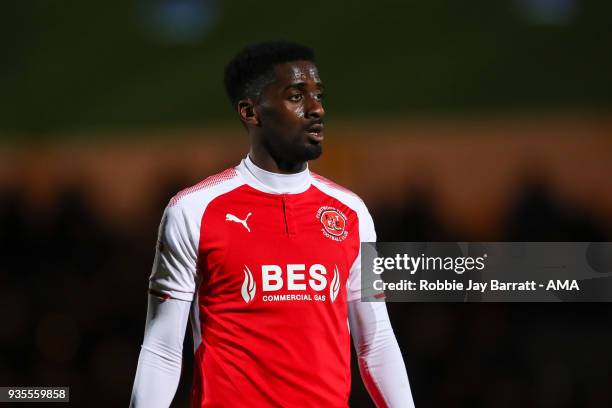 Jordy Hiwula of Fleetwood Town during the Sky Bet League One match between Rochdale and Fleetwood Town at Spotland Stadium on March 20, 2018 in...