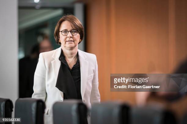 State Minister Annette Widmann-Mauz arrives for the weekly cabinet meeting of the Federal Government on March 21, 2018 in Berlin, Germany.