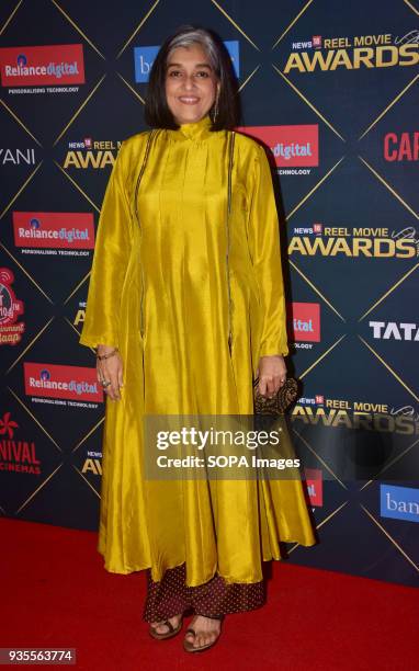 Indian film actress Ratna Pathak Shah attend the Red carpet event of 'News18 REEL Movie Awards' at hotel Taj Lands End, Bandra in Mumbai.