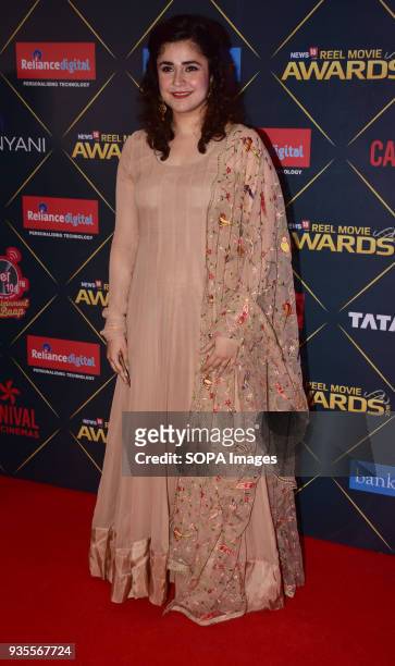 Indian film actress Meher Vij attend the Red carpet event of 'News18 REEL Movie Awards' at hotel Taj Lands End, Bandra in Mumbai.