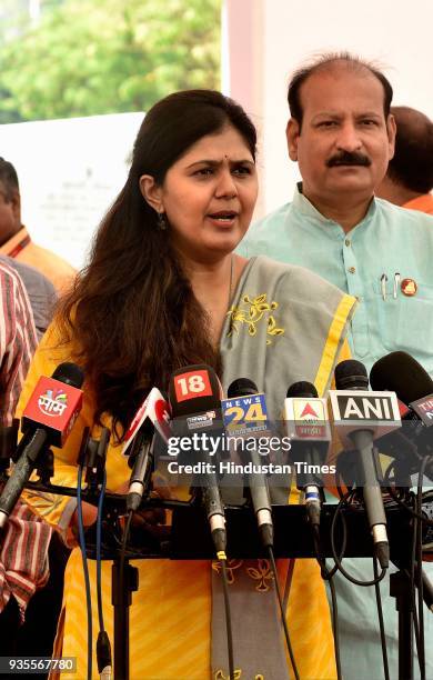 State Women and Child Development Minister Pankaja Munde during the budget session at Vidhan Bhavan, on March 20, 2018 in Mumbai, India.