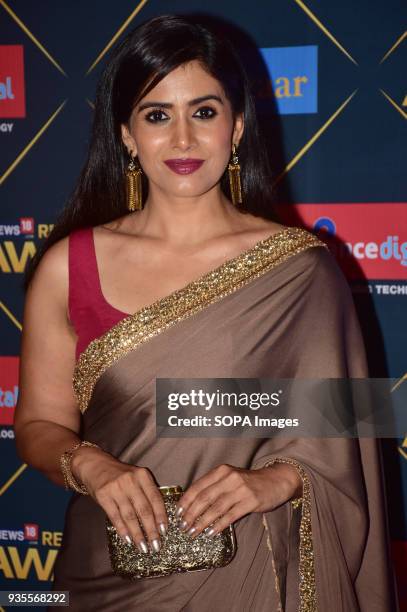 Indian film actress Sonali Kulkarni attend the Red carpet event of 'News18 REEL Movie Awards' at hotel Taj Lands End, Bandra in Mumbai.