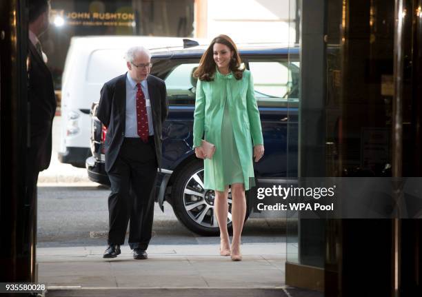 Catherine, Duchess of Cambridge arrives for a symposium she has organised on early intervention for children and families at the Royal Society of...
