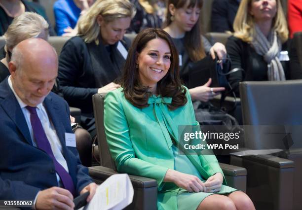 Catherine, Duchess of Cambridge attends a symposium she has organised on early intervention for children and families at the Royal Society of...