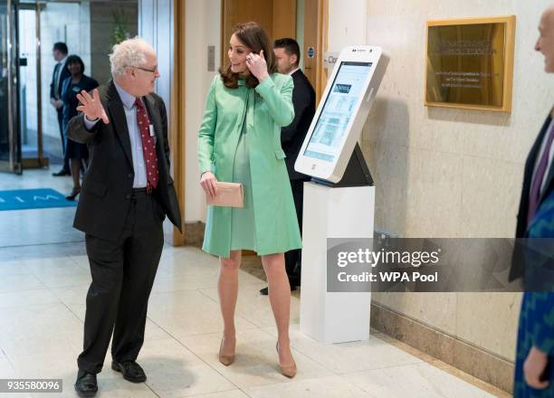 Catherine, Duchess of Cambridge arrives for a symposium she has organised on early intervention for children and families at the Royal Society of...
